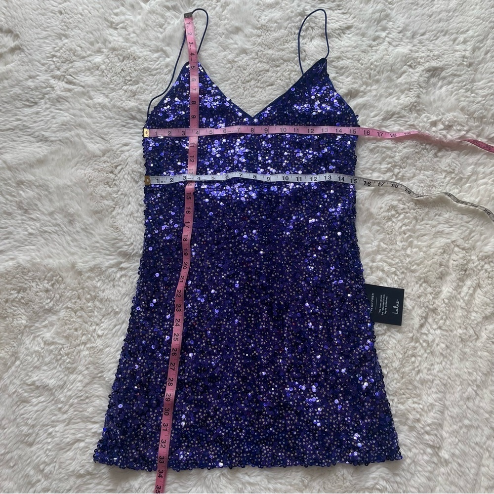Lulu's Force of Fashion Navy Sequin Backless Mini Dress Size S - Picture 7 of 9